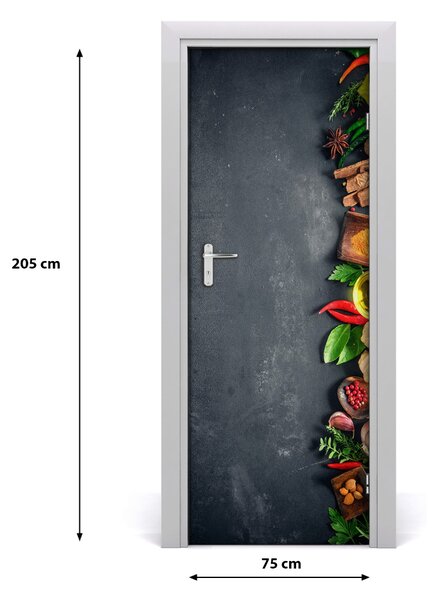 Adesivo per porta Spezie ed erbe 75x205 cm
