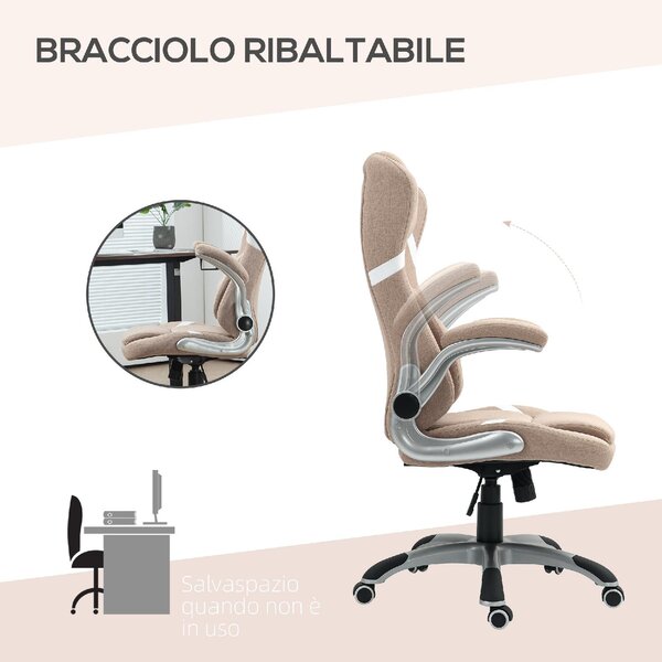 Icon Space Sedia Ergonomica con Ruote Braccioli e Poggiatesta in Tessuto colore Marrone