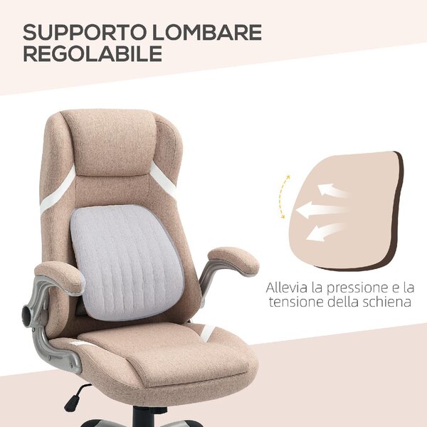 Icon Space Sedia Ergonomica con Ruote Braccioli e Poggiatesta in Tessuto colore Marrone