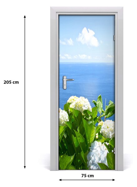 Adesivo per porta Mare di ortensia 75x205 cm