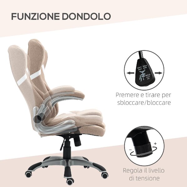 Icon Space Sedia Ergonomica con Ruote Braccioli e Poggiatesta in Tessuto colore Marrone