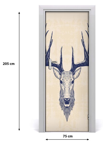Adesivo per porta Testa di cervo 75x205 cm