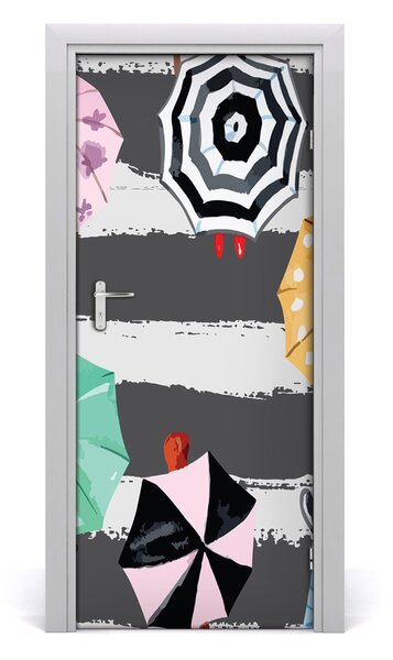 Adesivo per porta interna Ombrelli colorati 75x205 cm