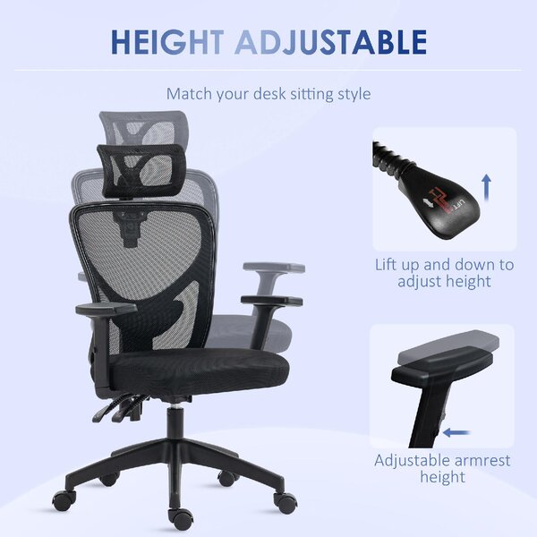 Icon Space Sedia Ergonomica con Ruote Braccioli e Poggiatesta in Tessuto colore Nero