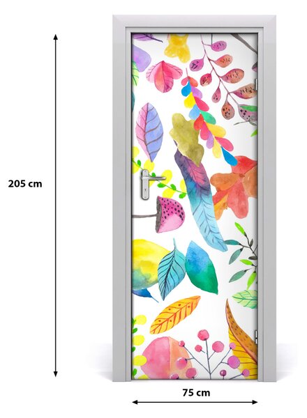 Sticker porta Foglie e funghi 75x205 cm