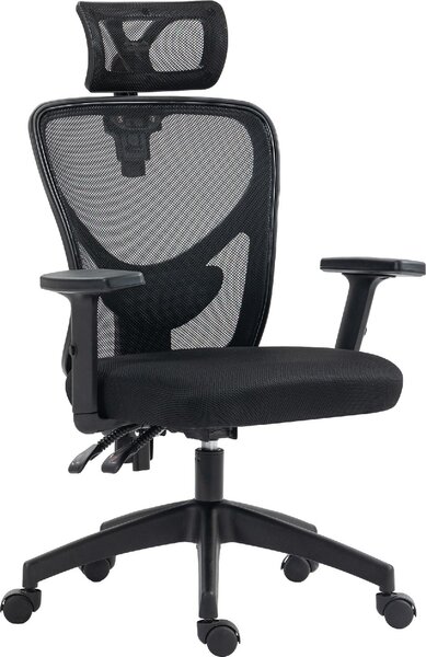 Icon Space Sedia Ergonomica con Ruote Braccioli e Poggiatesta in Tessuto colore Nero