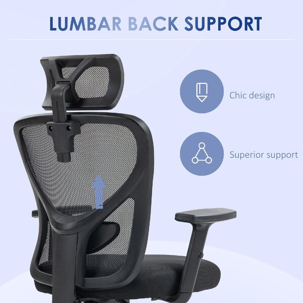 Icon Space Sedia Ergonomica con Ruote Braccioli e Poggiatesta in Tessuto colore Nero