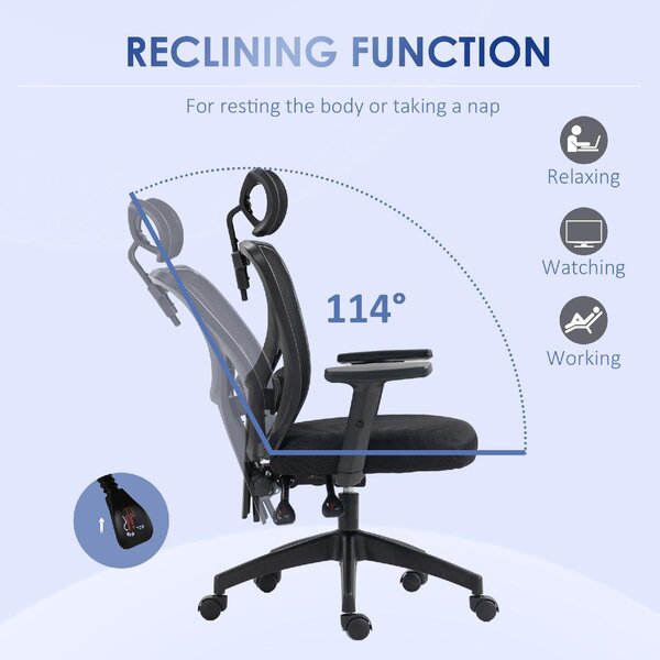 Icon Space Sedia Ergonomica con Ruote Braccioli e Poggiatesta in Tessuto colore Nero