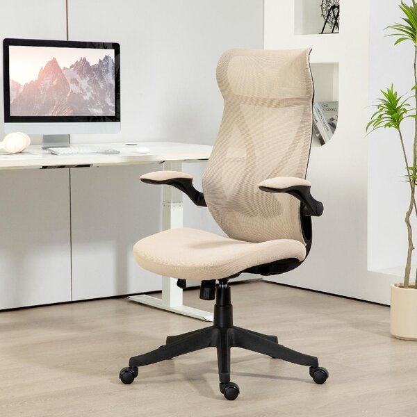 Icon Space Sedia Ergonomica con Ruote Braccioli e Poggiatesta in Tessuto Mesh colore Beige