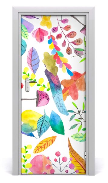 Sticker porta Foglie e funghi 75x205 cm