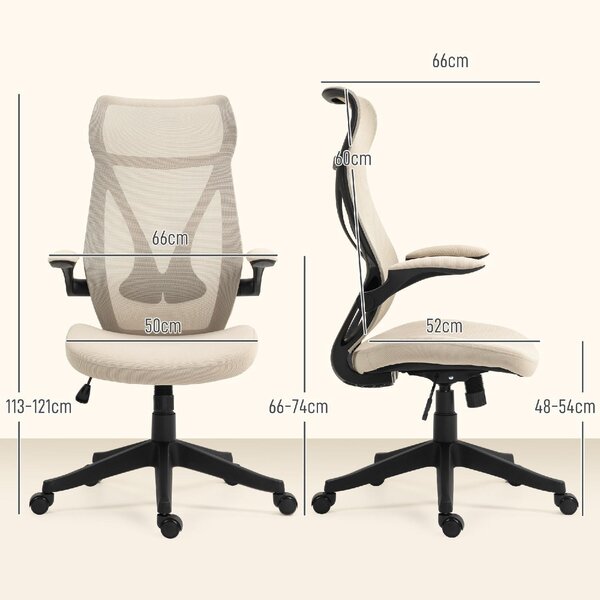 Icon Space Sedia Ergonomica con Ruote Braccioli e Poggiatesta in Tessuto Mesh colore Beige
