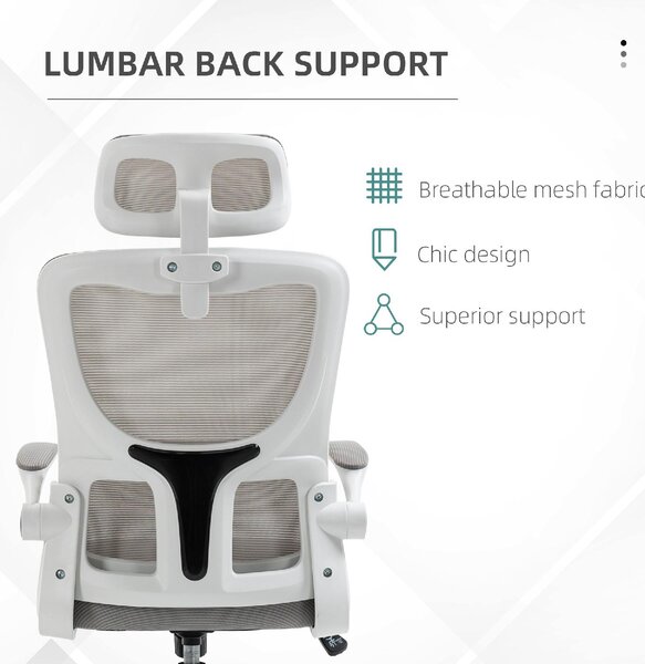 Icon Space Sedia Ergonomica con Ruote Braccioli e Poggiatesta in Tessuto Mesh colore Grigio