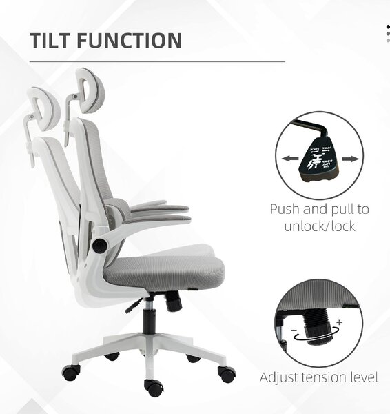 Icon Space Sedia Ergonomica con Ruote Braccioli e Poggiatesta in Tessuto Mesh colore Grigio