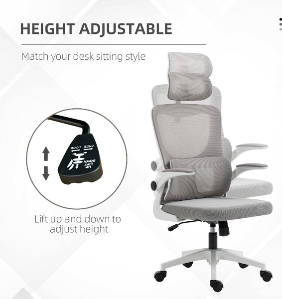 Icon Space Sedia Ergonomica con Ruote Braccioli e Poggiatesta in Tessuto Mesh colore Grigio