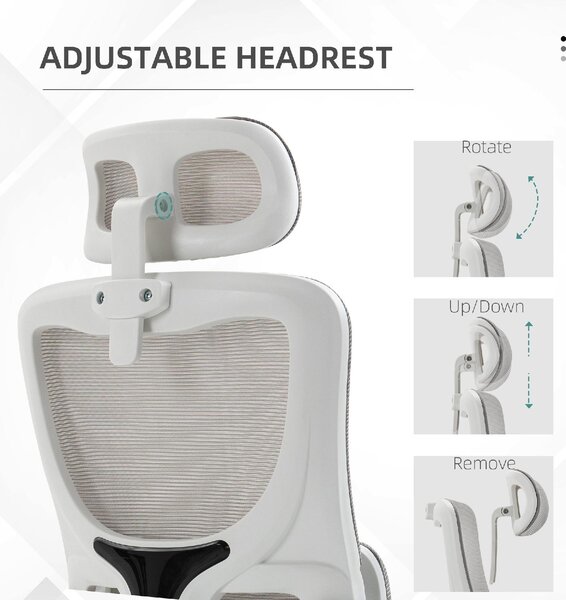 Icon Space Sedia Ergonomica con Ruote Braccioli e Poggiatesta in Tessuto Mesh colore Grigio