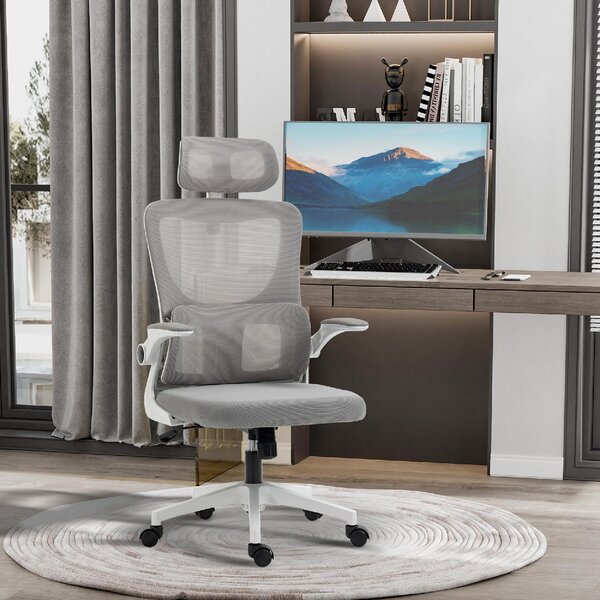 Icon Space Sedia Ergonomica con Ruote Braccioli e Poggiatesta in Tessuto Mesh colore Grigio