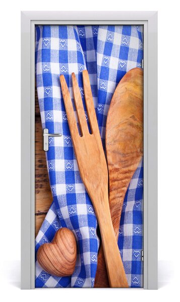 Adesivo per porta Posate in legno 75x205 cm
