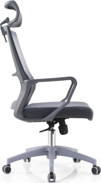 DecHome Sedia Ergonomica con Ruote Braccioli e Poggiatesta in Tessuto Mesh colore Grigio - Ica