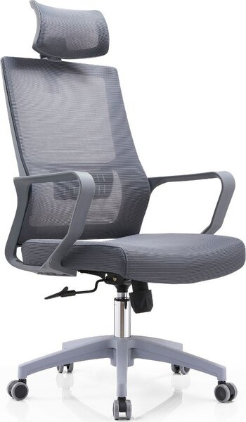 DecHome Sedia Ergonomica con Ruote Braccioli e Poggiatesta in Tessuto Mesh colore Grigio - Ica
