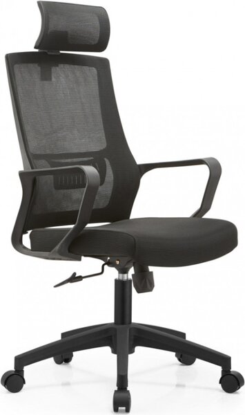 DecHome Sedia Ergonomica con Ruote Braccioli e Poggiatesta in Tessuto Mesh colore Nero