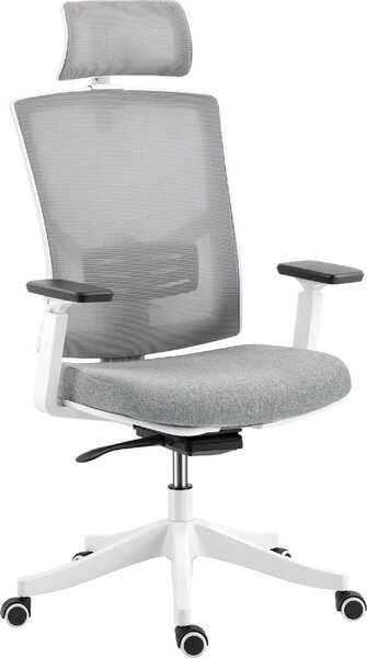 Icon Space Sedia Ergonomica con Ruote Braccioli e Poggiatesta in Tessuto Mesh colore Grigio/Bianco