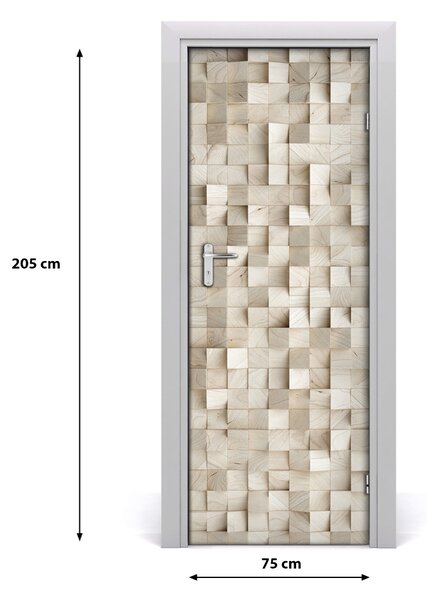 Adesivo per porta interna Cubi di legno 75x205 cm