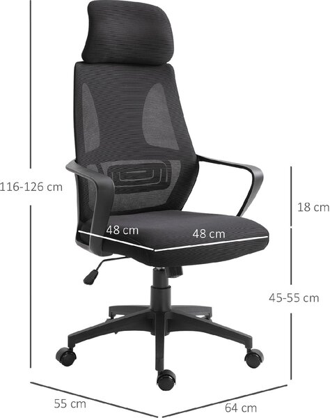 Icon Space Sedia Ergonomica con Ruote Braccioli e Poggiatesta in Tessuto Mesh colore Nero