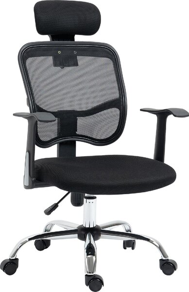 Icon Space Sedia Ergonomica con Ruote Braccioli e Poggiatesta in Tessuto Mesh colore Nero