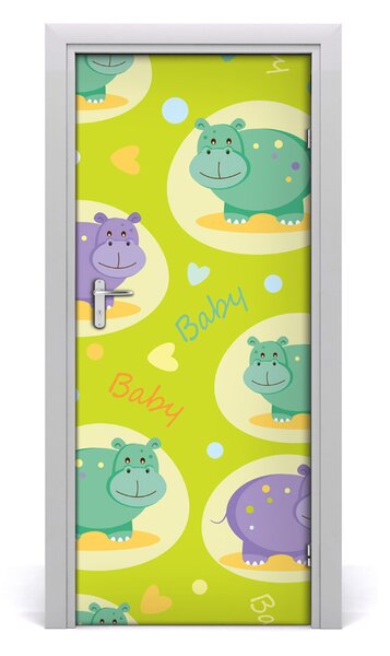 Adesivo per porta Ippopotamo 75x205 cm