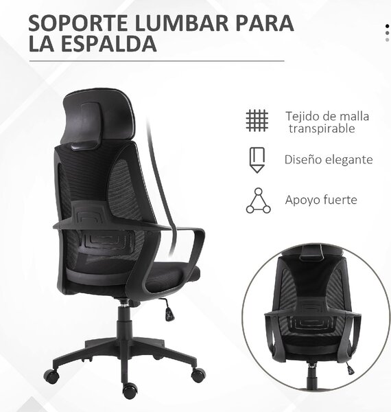 Icon Space Sedia Ergonomica con Ruote Braccioli e Poggiatesta in Tessuto Mesh colore Nero
