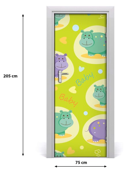 Adesivo per porta Ippopotamo 75x205 cm