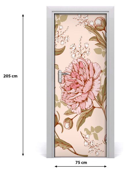 Adesivo per porta Peonie 75x205 cm