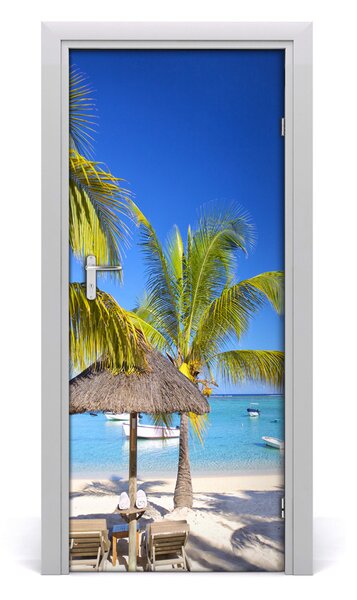 Adesivo per porta interna Spiaggia tropicale 75x205 cm