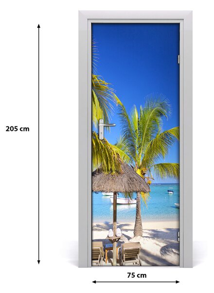 Adesivo per porta interna Spiaggia tropicale 75x205 cm