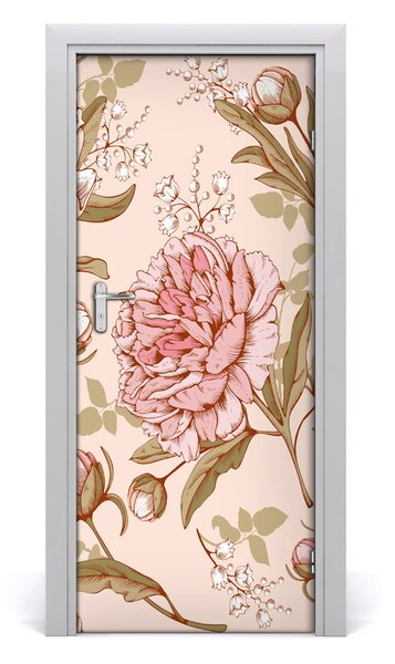 Adesivo per porta Peonie 75x205 cm