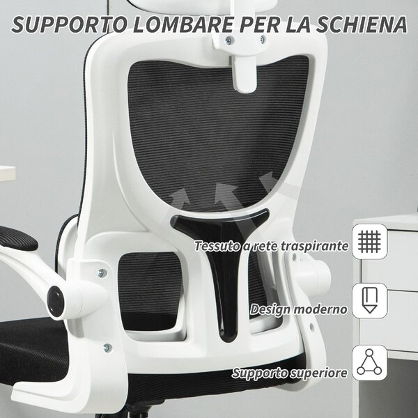 Icon Space Sedia Ergonomica con Ruote Braccioli e Poggiatesta in Tessuto Mesh colore Nero