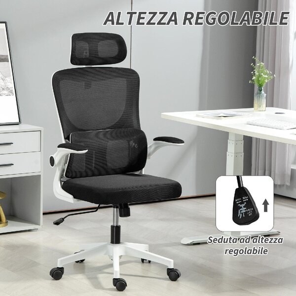 Icon Space Sedia Ergonomica con Ruote Braccioli e Poggiatesta in Tessuto Mesh colore Nero