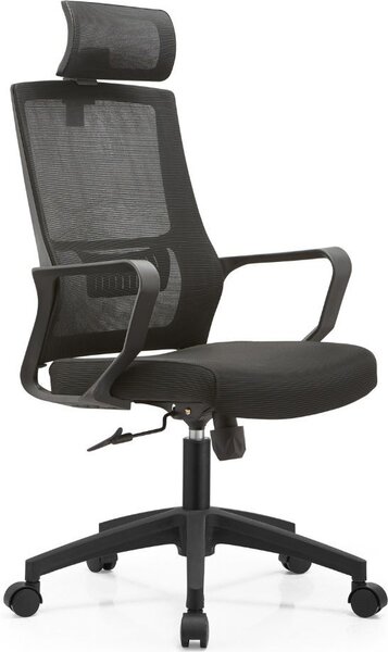 DecHome Sedia Ergonomica con Ruote Braccioli e Poggiatesta in Tessuto Mesh colore Nero - Ica