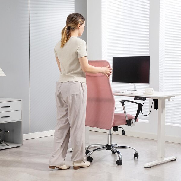 Icon Space Sedia Ergonomica con Ruote Braccioli e Poggiatesta in Tessuto Mesh colore Rosa