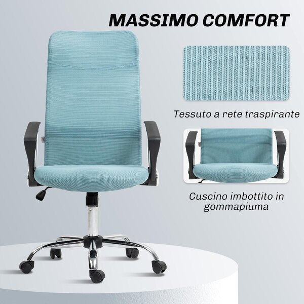 Icon Space Sedia Ergonomica con Ruote Braccioli e Poggiatesta in Tessuto Mesh colore Verde Chiaro