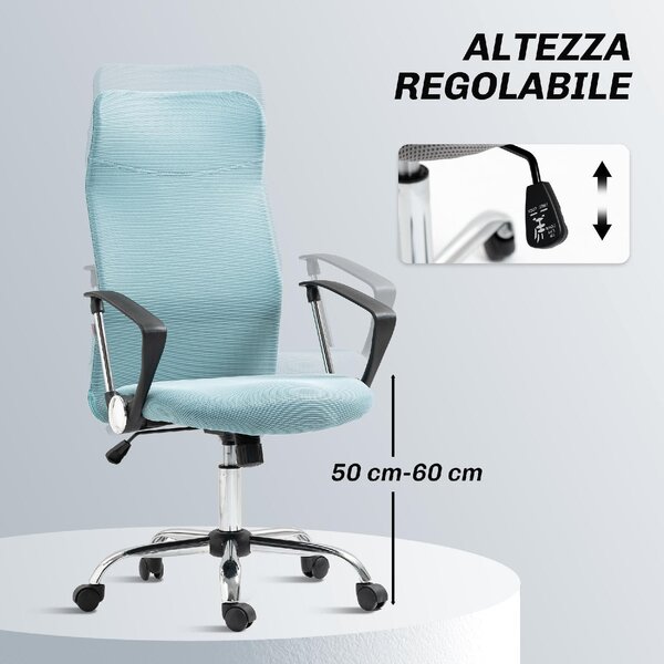 Icon Space Sedia Ergonomica con Ruote Braccioli e Poggiatesta in Tessuto Mesh colore Verde Chiaro