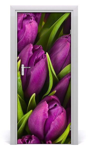 Sticker porta Tulipani viola 75x205 cm