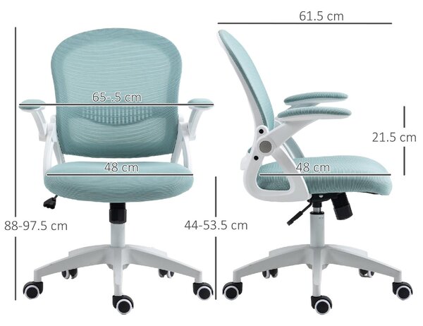 Icon Space Sedia Ergonomica con Ruote e Braccioli in Tessuto colore Azzurro