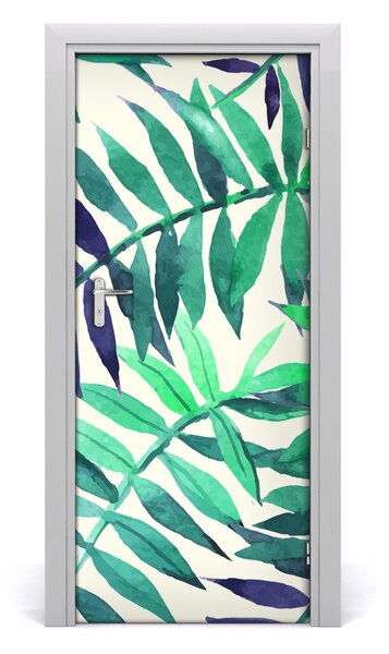 Adesivo per porta interna Foglie tropicali 75x205 cm