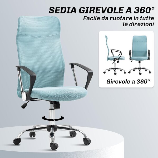 Icon Space Sedia Ergonomica con Ruote Braccioli e Poggiatesta in Tessuto Mesh colore Verde Chiaro