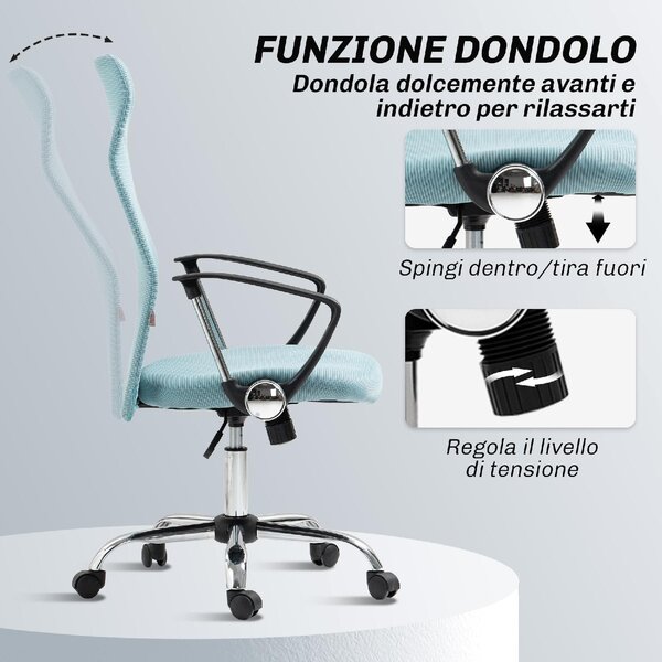 Icon Space Sedia Ergonomica con Ruote Braccioli e Poggiatesta in Tessuto Mesh colore Verde Chiaro