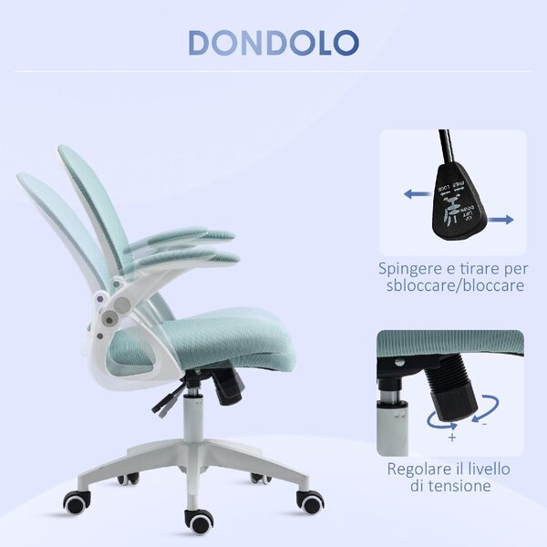Icon Space Sedia Ergonomica con Ruote e Braccioli in Tessuto colore Azzurro