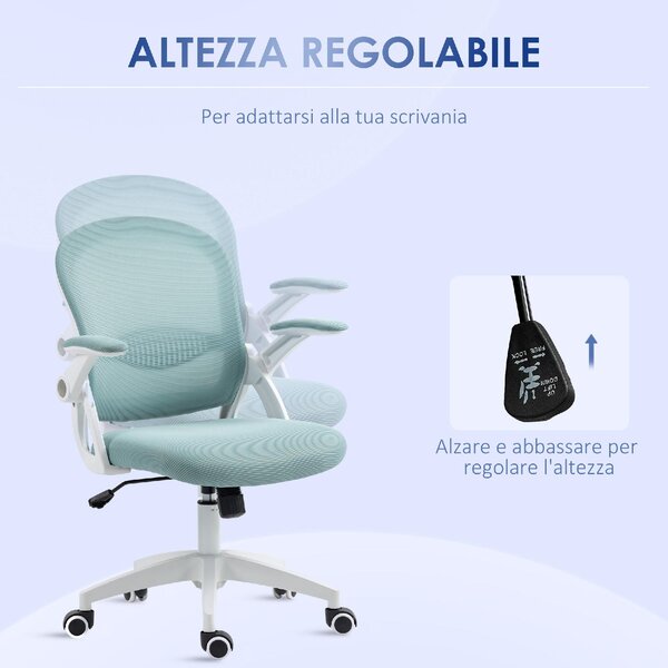 Icon Space Sedia Ergonomica con Ruote e Braccioli in Tessuto colore Azzurro
