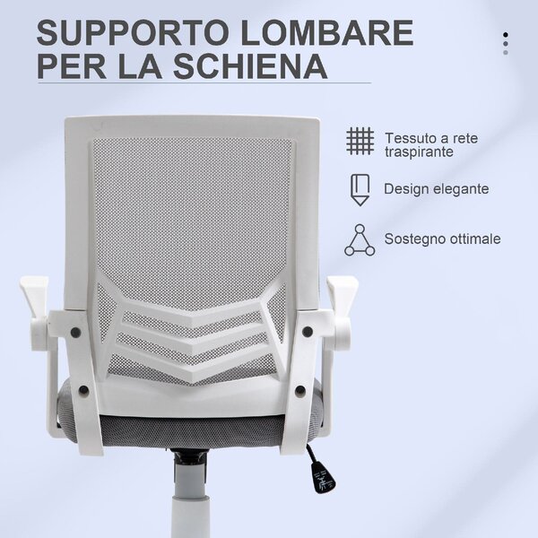 Icon Space Sedia Ergonomica con Ruote e Braccioli in Tessuto Mesh colore Grigio