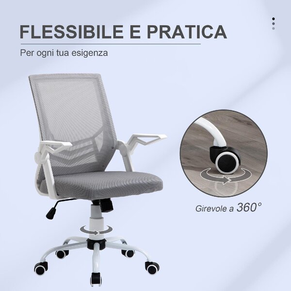 Icon Space Sedia Ergonomica con Ruote e Braccioli in Tessuto Mesh colore Grigio